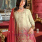 Elegant Red Color Chinon With Digital Print And Embroidery Work Palazzo Suits For Women