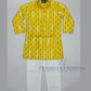Elegant Yellow Color Silk Cotton Kurta With Pajama Pant Set For Boys