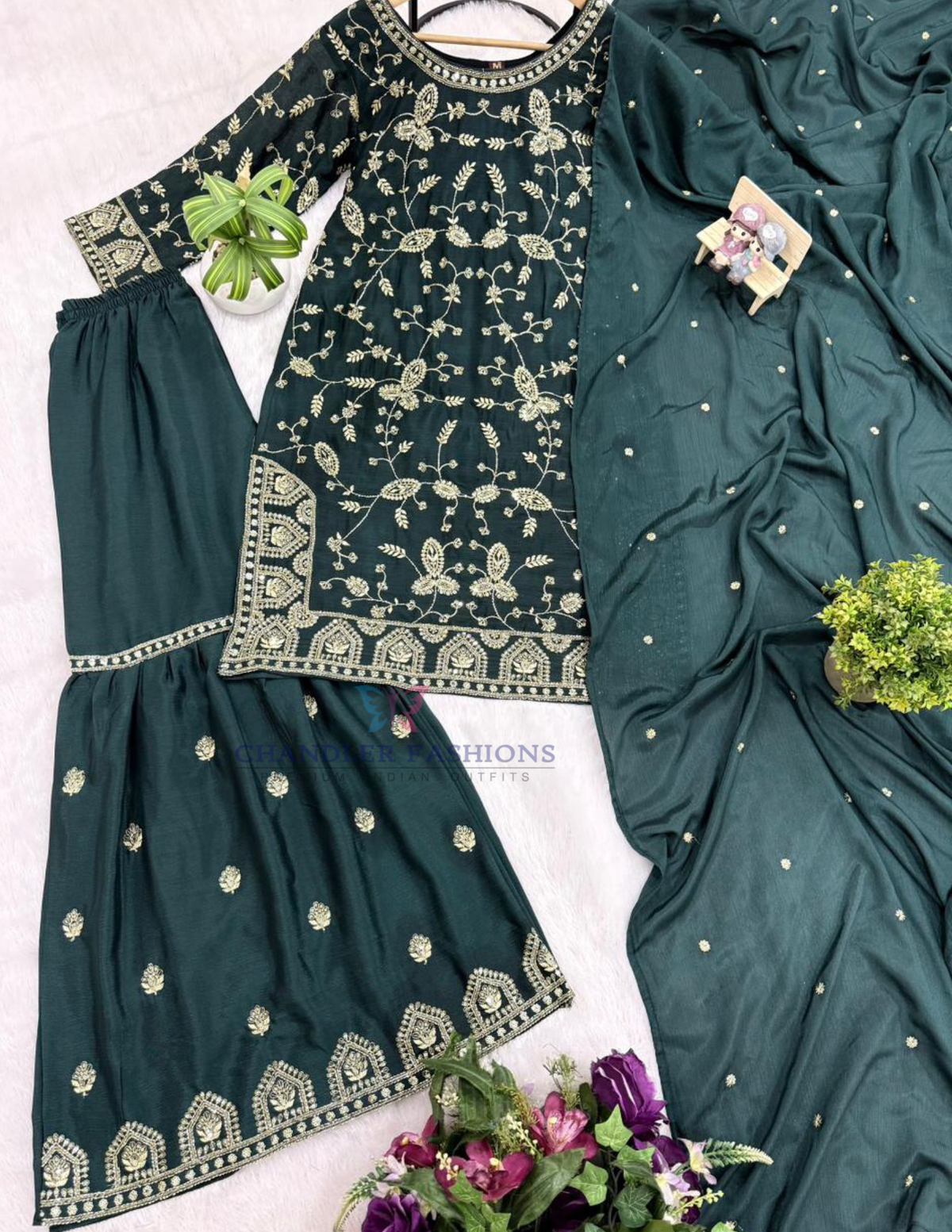 Embroidery Work Sharara Suits In Suncity