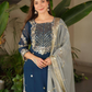 Attractive Blue Color Georgette With Embroidered Sequins Work Sharara Suits In Mesa