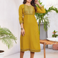 Appealing Mustard Yellow Color Rayon Kurti With Embroidery Work
