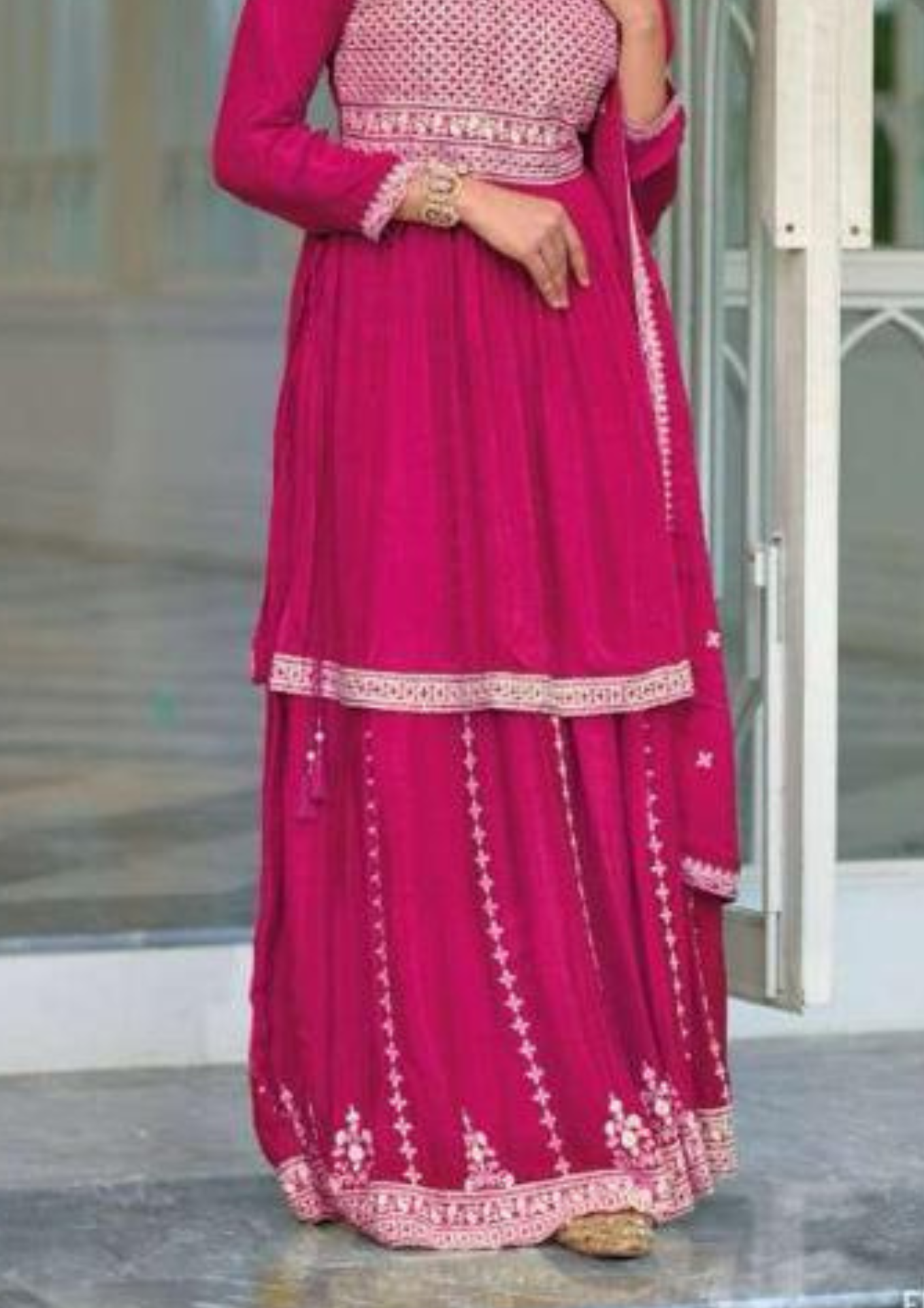 Gorgeous Pink Color Premium Silk Embroidery Designer Kurti In USA