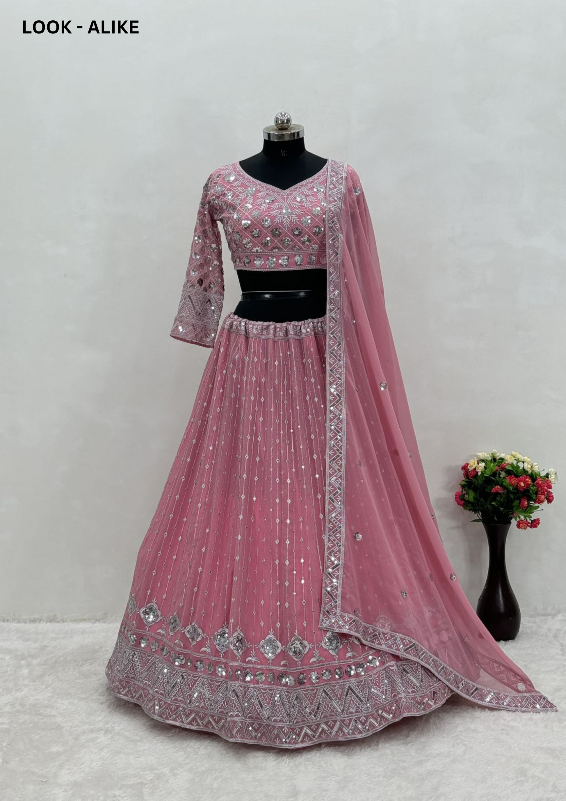 Pink Color Heavy Embroidered Sequins Work Lehenga Choli With Dupatta Near Me