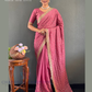 Pleasing Pink Color Georgette Silk Ready To Wear Saree With Embroidery And Sequins Work