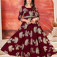 Alluring Maroon Color Leaf Design Sequins Embroidery With Faux Georgette Kurti