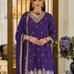 Lovely Violet Color Chinon Designer Palazzo Suits Near Me