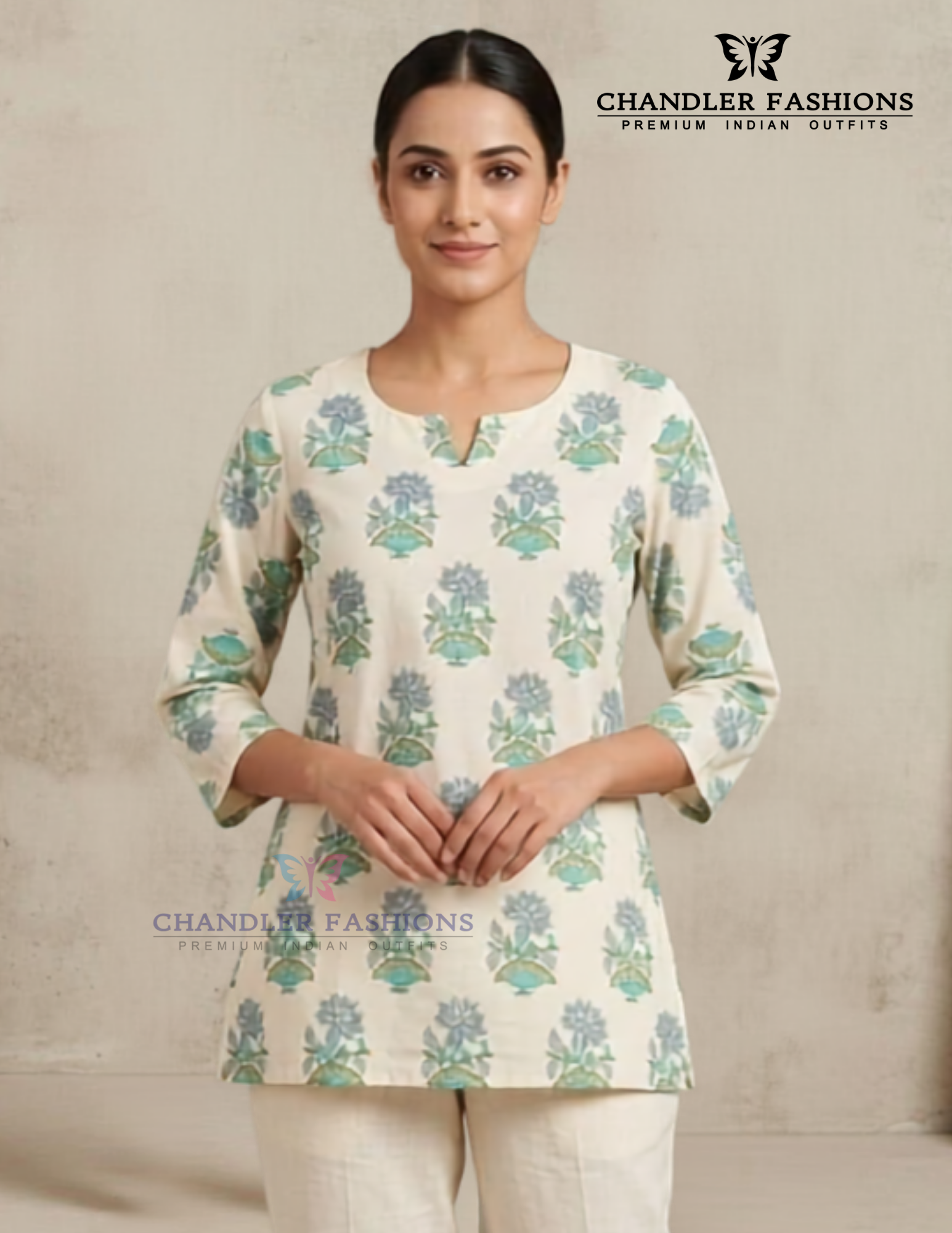 Off White Color Cotton Short Kurti In USA