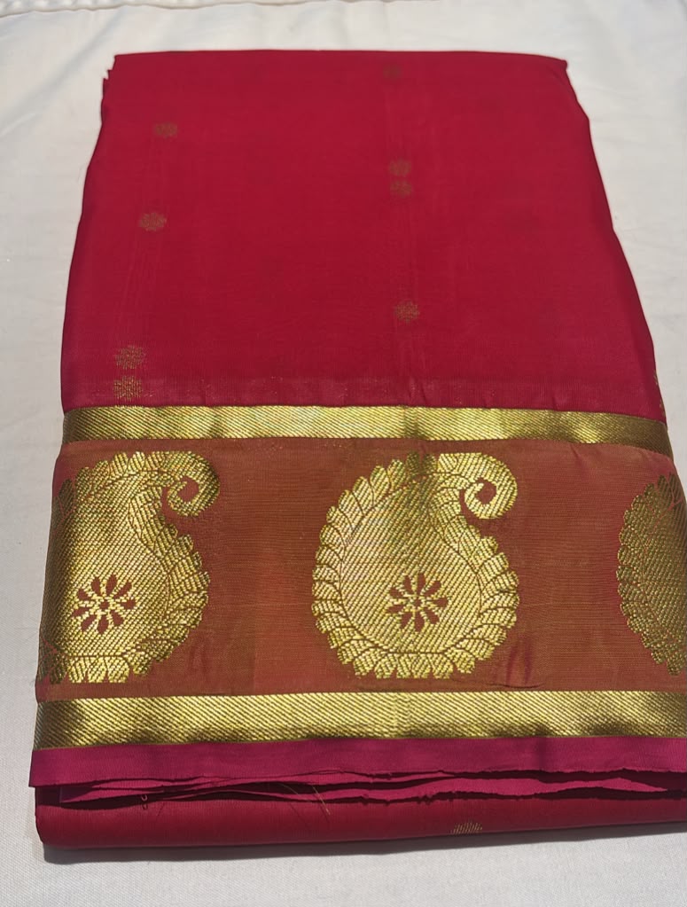 Elite Pink Color Pure Kanchi Silk With Elegant Brown Color Motifs Border And Gold Zari Work Saree For Women