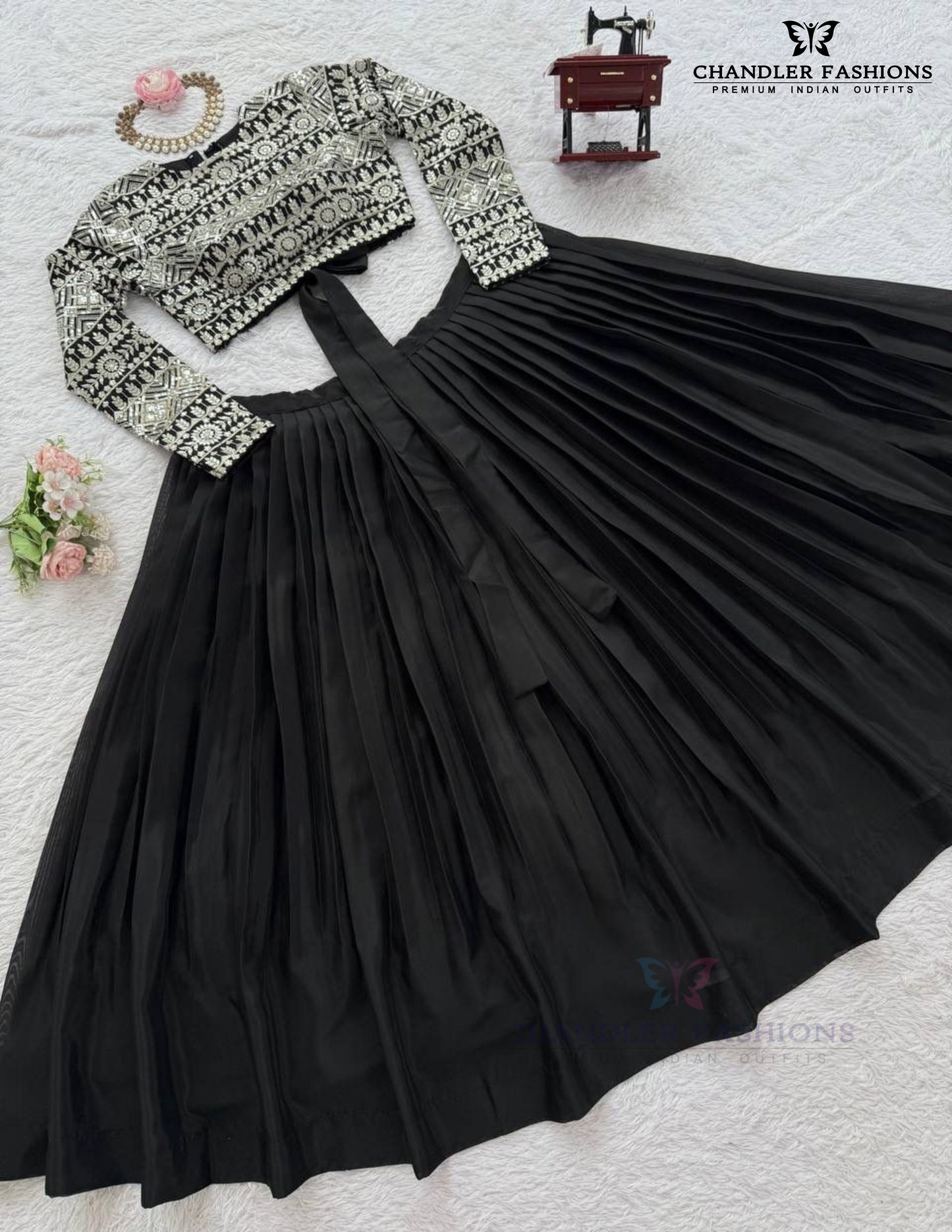 Alluring Black Color Thread And Sequins Work Lehenga Choli In Yuma