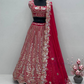 Wonderful Red Color Heavy Faux Georgette Sequins Work Lehenga Choli For Women
