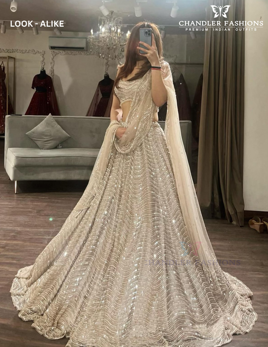 Alluring Ivory Color Organza Sequins Work Lehenga Choli For Women