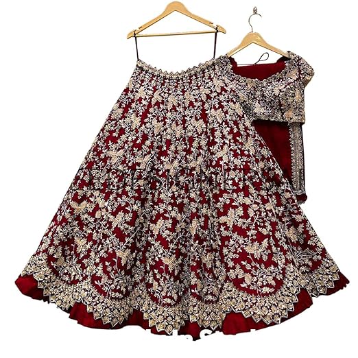 Charming Maroon Color Malay Satin Silk Embroidery With Coding Work Lehenga Choli