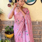Appealing Pink Colored Georgette Designer And Sequins Work Party Wear Saree For Women In Mesa