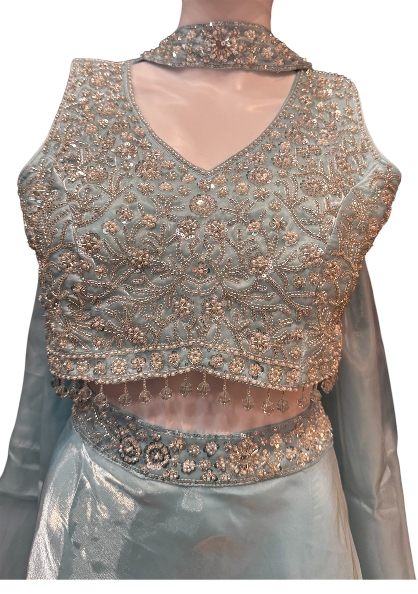 Pretty Light Blue Color Organza With Sequins And Embroidery Work Lehenga Choli For Women