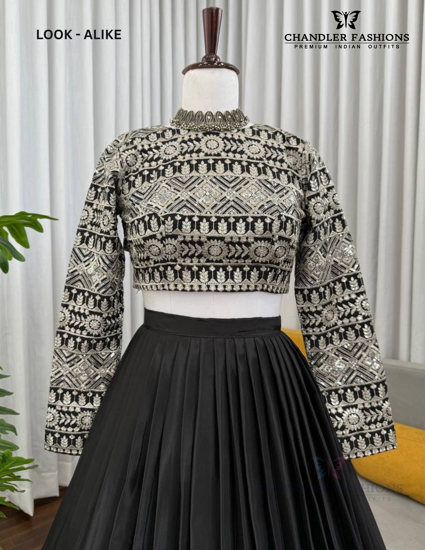 Alluring Black Color Thread And Sequins Work Lehenga Choli In Chandler