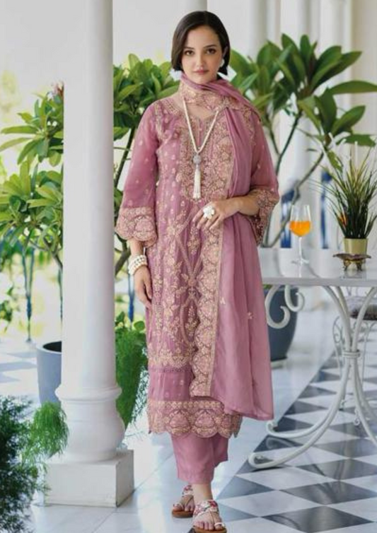 Beautiful Purple Colored Fully Stitched Salwar Suits With Dupatta For Women 
