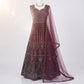 Stunning Wine Color Georgette Silk With Silver Embroidery And Sequins Work Anarkali Gown For Women