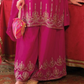 Pink Color Chinon Embroidery Work Kurti Palazzo Pant With Dupatta In USA