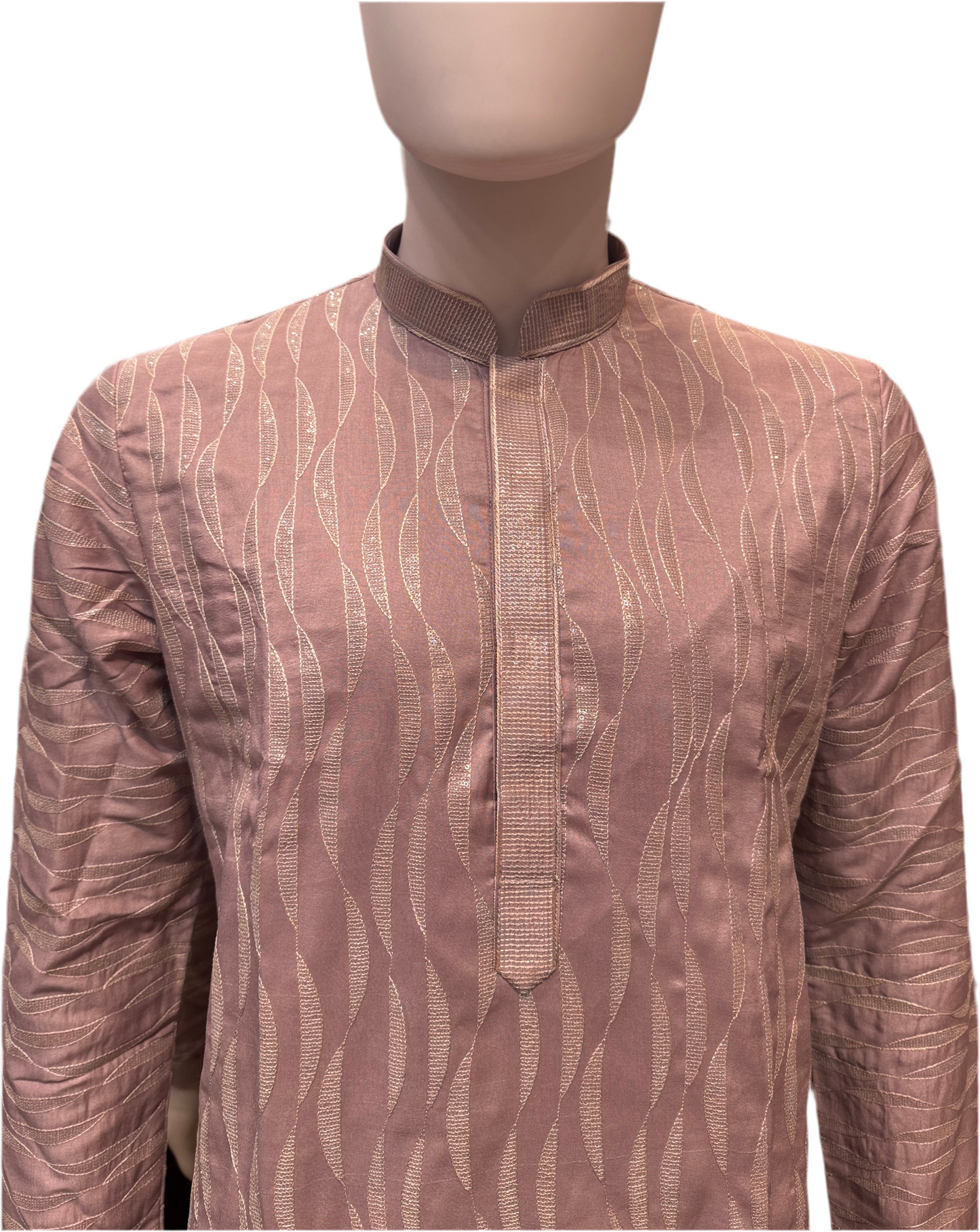 Charming Light Purple Color Lace And Thread Work Kurta With Pajama For Men