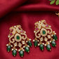 Traditional Green beads Gold Plated Necklace With Earrings For Women