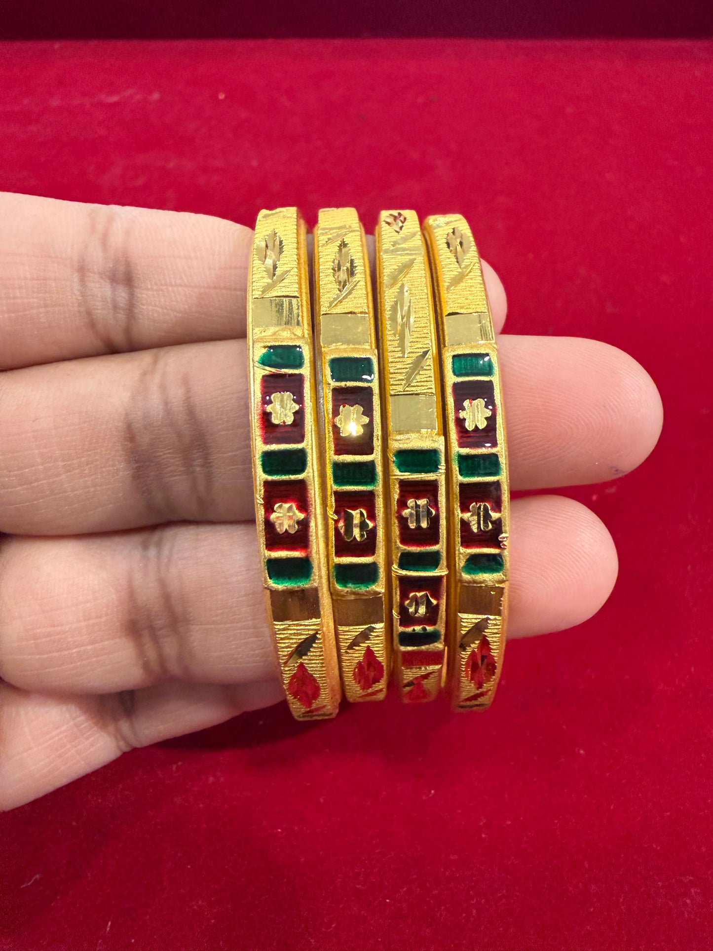 Amazing Multicolored Design Gold Plated Bangles For Women