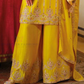 Yellow Color Chinon Embroidery Work Kurti Palazzo Pant With Dupatta In USA