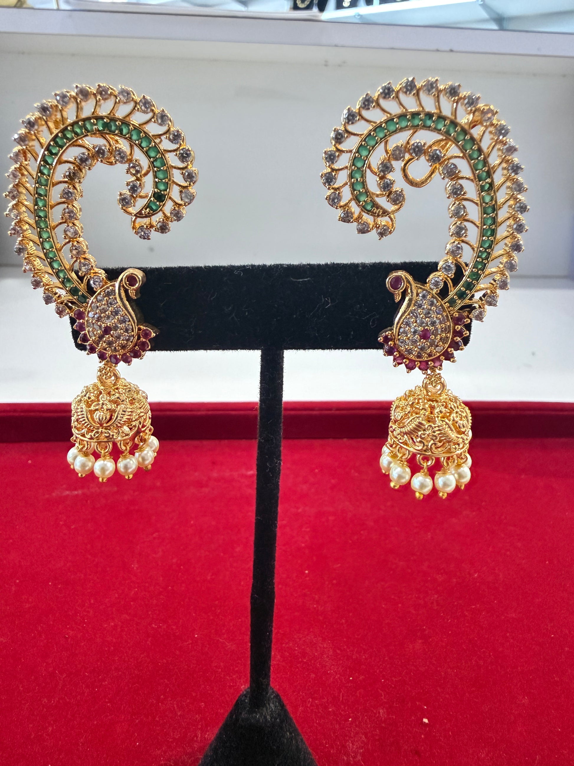 Beautiful Peacock Design Multicolored Ear Cuff Earrings for Women