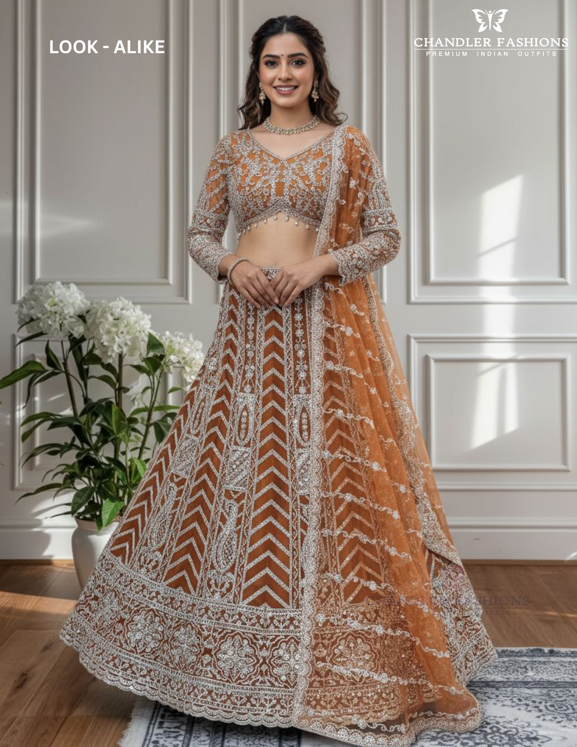 Wonderful Orange Color Sequins And Embroidery Work Lehenga Choli For Women