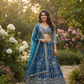 Attractive Blue Color Sequins With Embroidery Work Lehenga Choli For Women