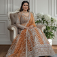 Wonderful Orange Color Sequins And Embroidery Work Lehenga Choli In Mesa
