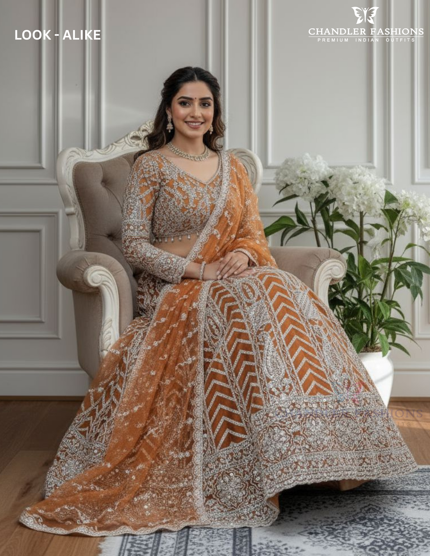 Wonderful Orange Color Sequins And Embroidery Work Lehenga Choli In Mesa