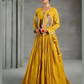 Appealing Mustard Yellow Color Embroidery Work Indo Western Lehenga For Women