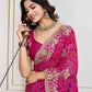 Trendy Rani Pink Embroidery And Bandhej Print Saree Near Me