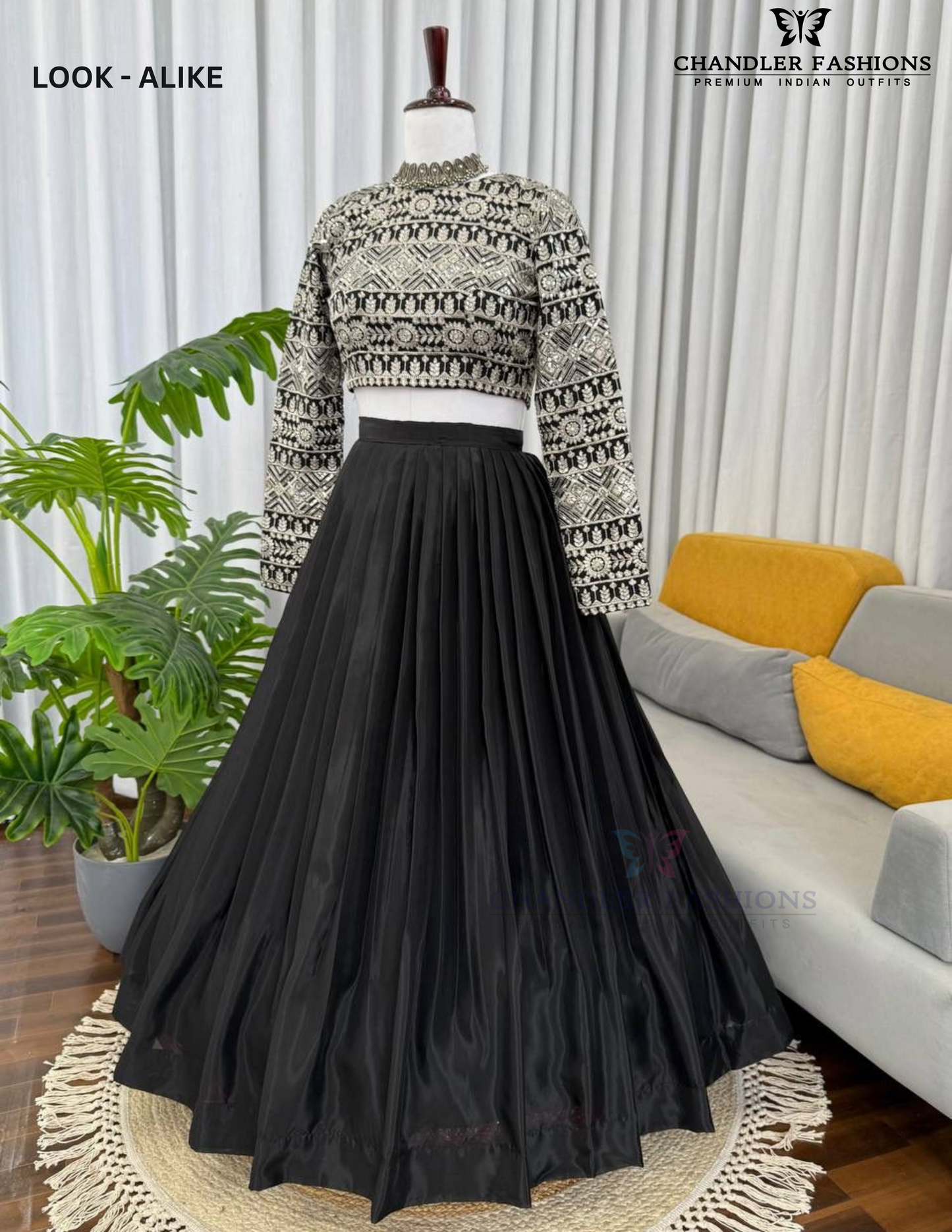 Alluring Black Color Tabby Organza Thread And Sequins Work Lehenga Choli Near Me