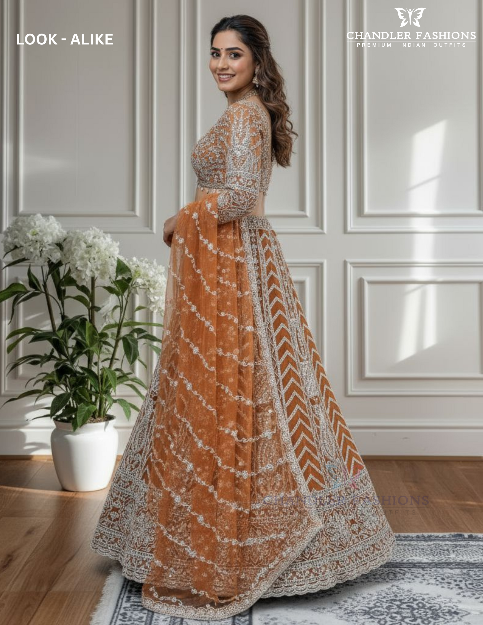 Wonderful Orange Color Sequins And Embroidery Work Lehenga Choli For Women In USA