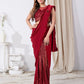 Beautiful Red Color Sequins Work Ready To Wear One Minute Designer Saree