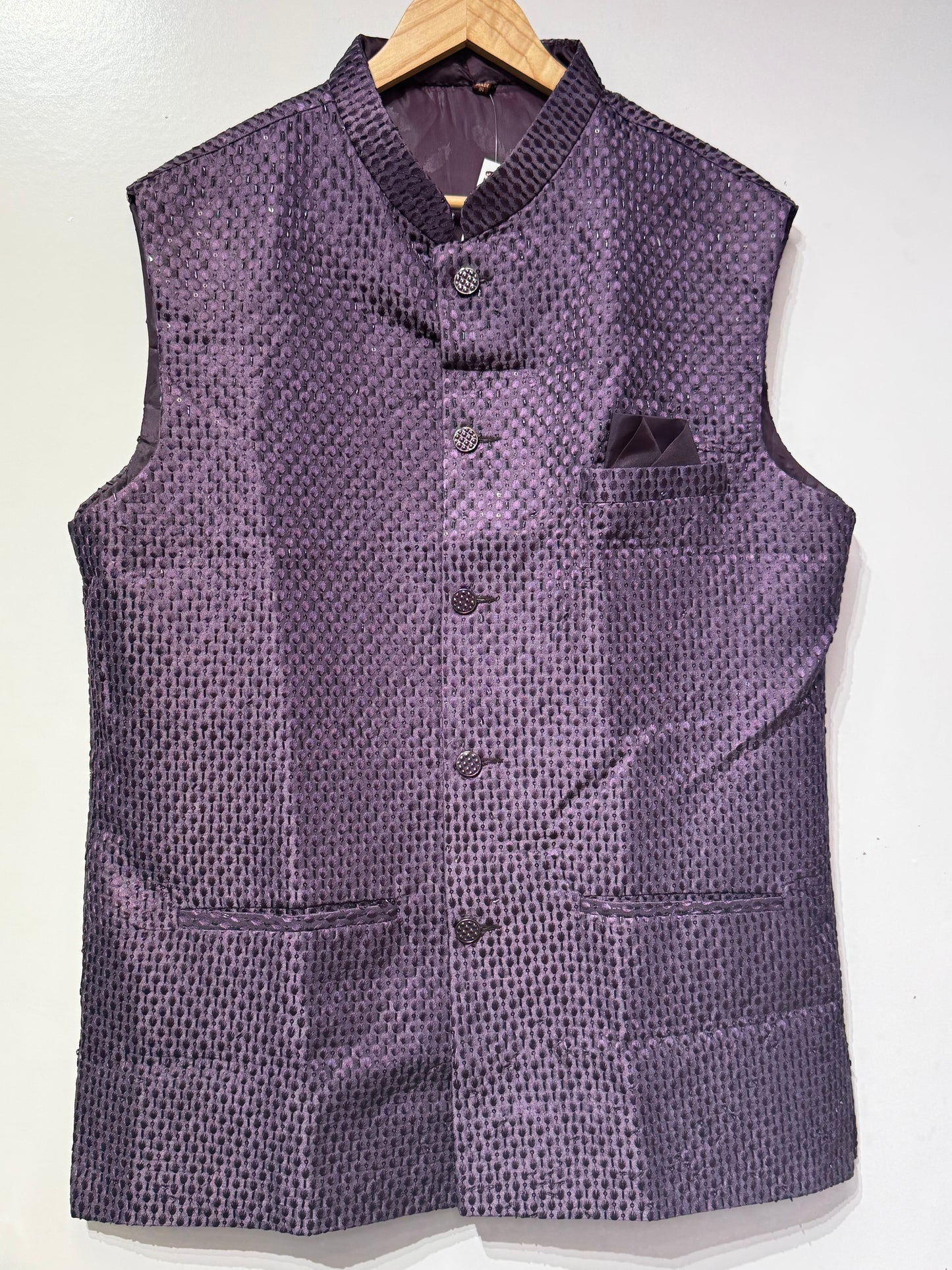 Purple Color Silk With Self Design Men's Jacket In Chandler