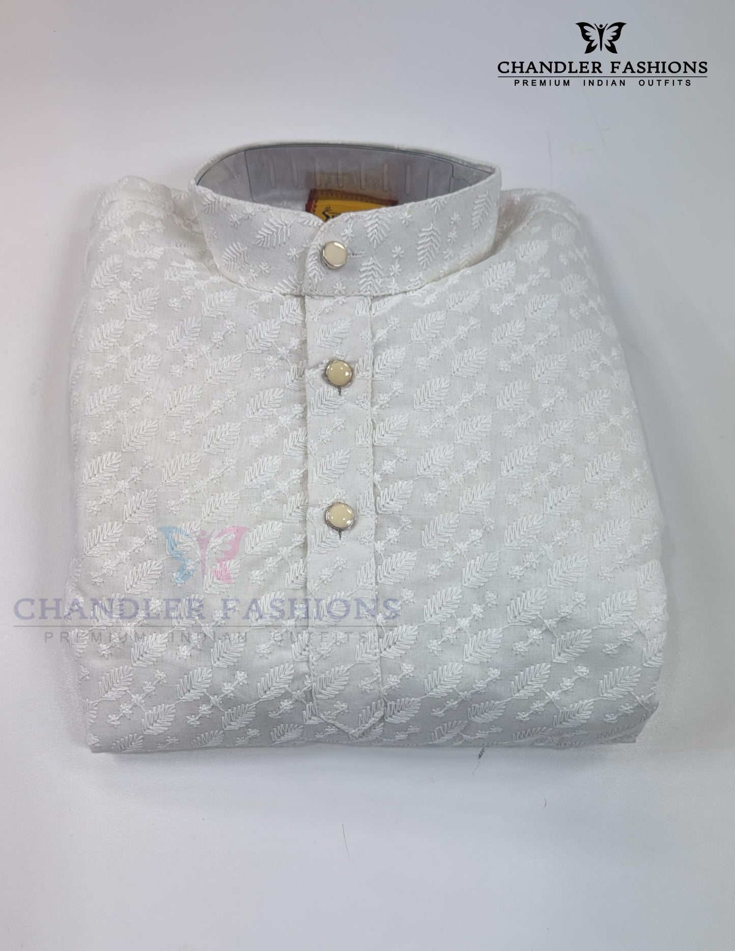 Dazzling White Colored Kurta With Pajama Pant Sets For Boys