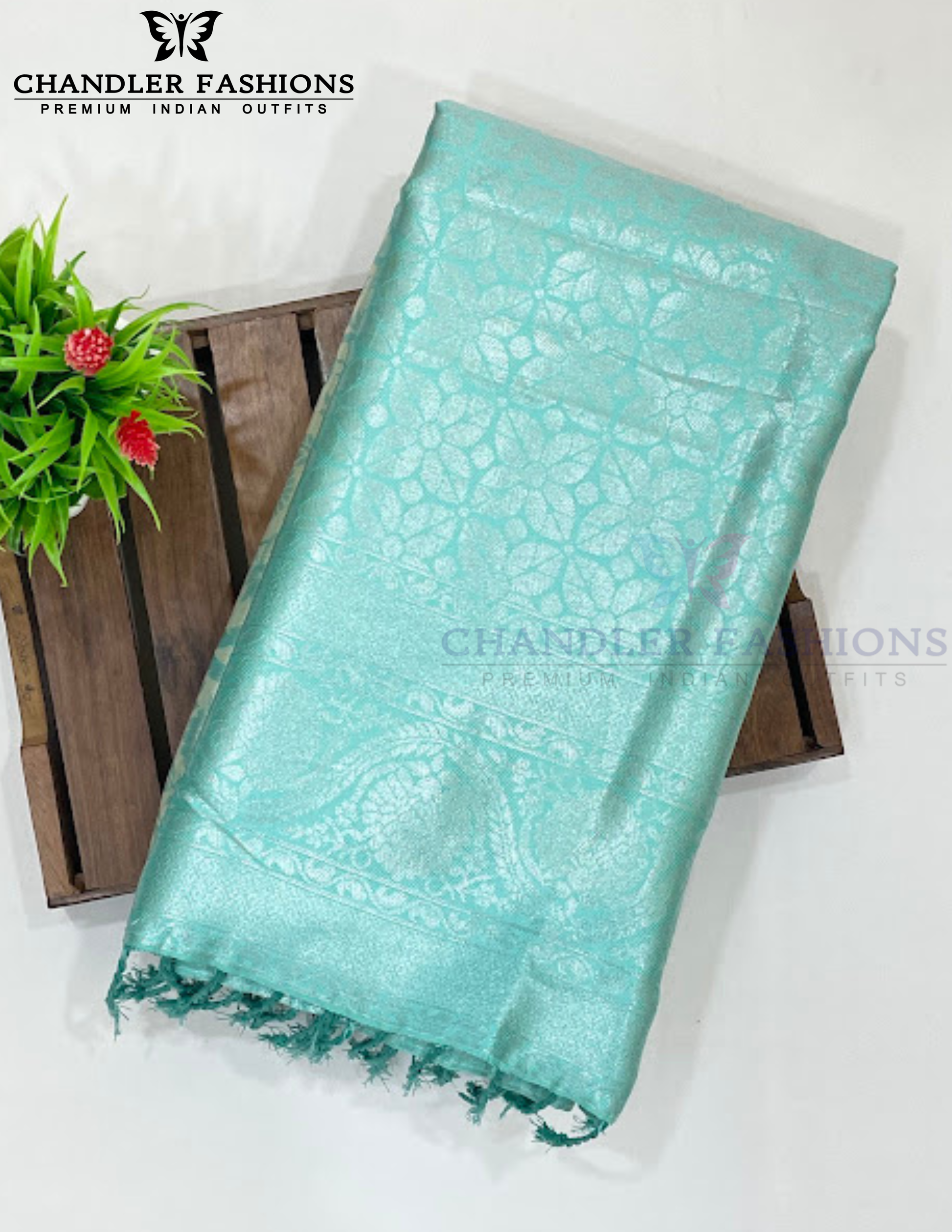 Charming Sky Blue Color Tissue Silk Saree With Contrast Pallu For Women Near Me