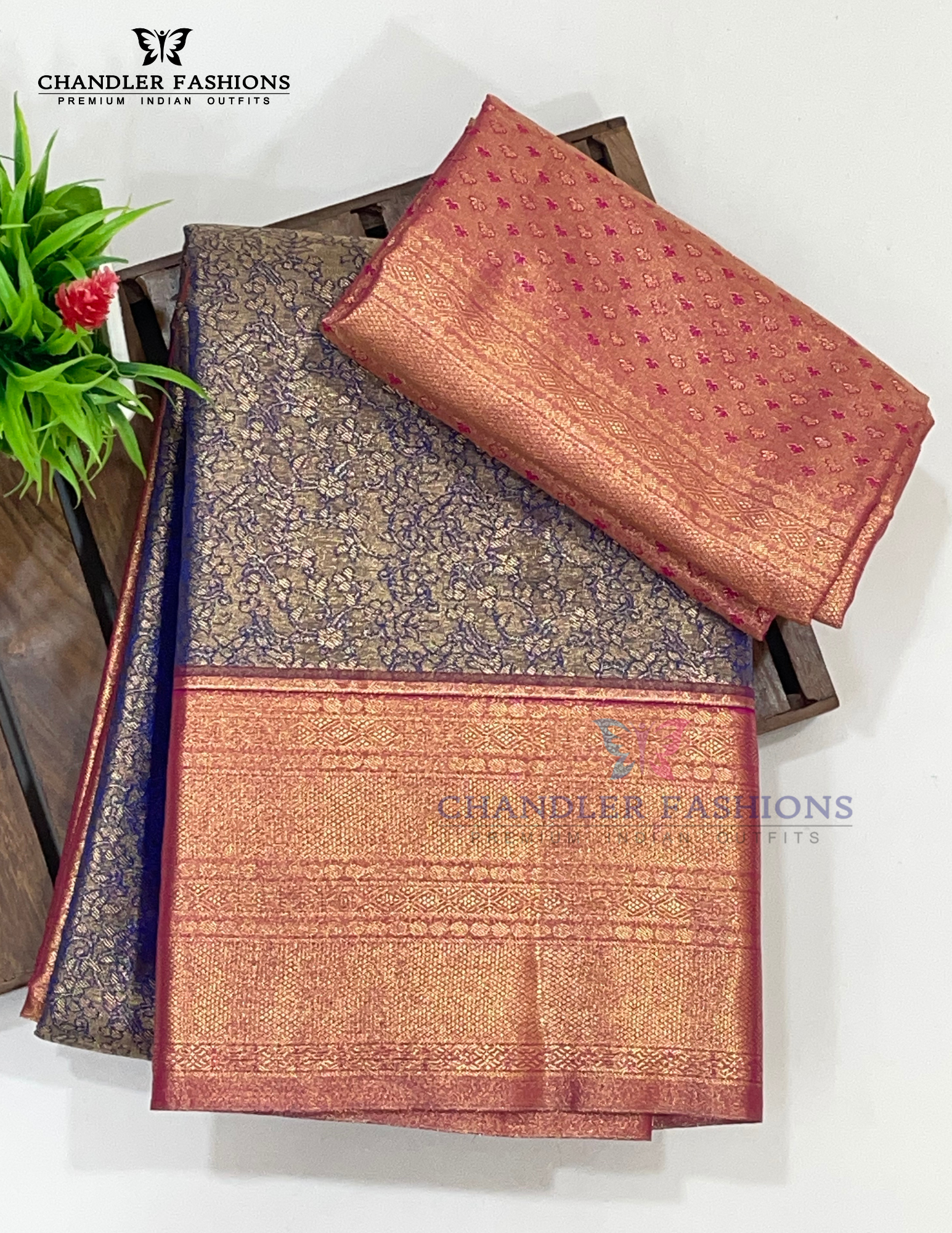 Appealing Blue Color Pure Kanchi Silk With Gold Zari Work Saree Near Me