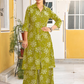 Gorgeous Mehendi Green Rayon Printed Kurti With Palazzo Pants 