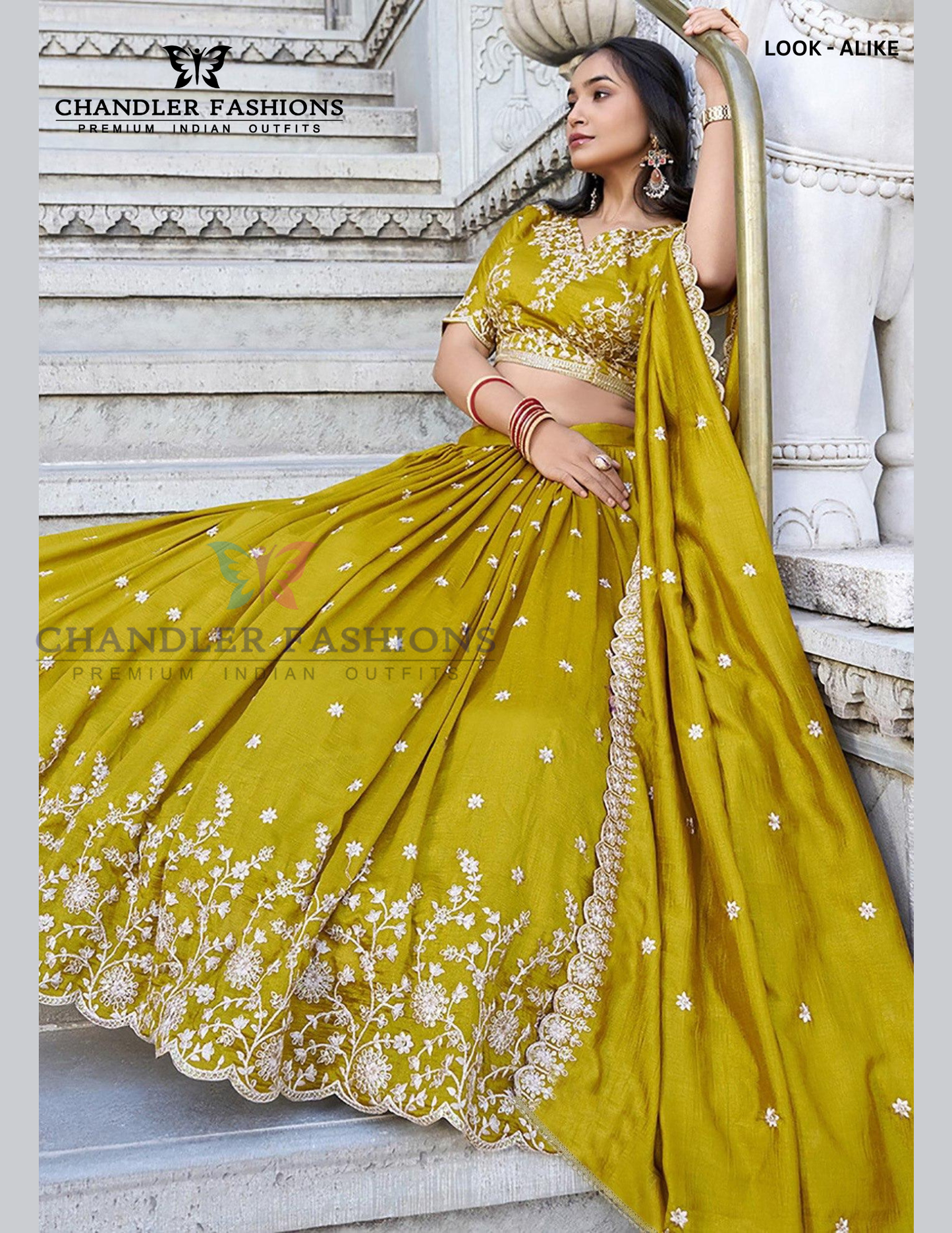 Yellow Color Chinon With Embroidery Work Lehenga Choli In Arizona