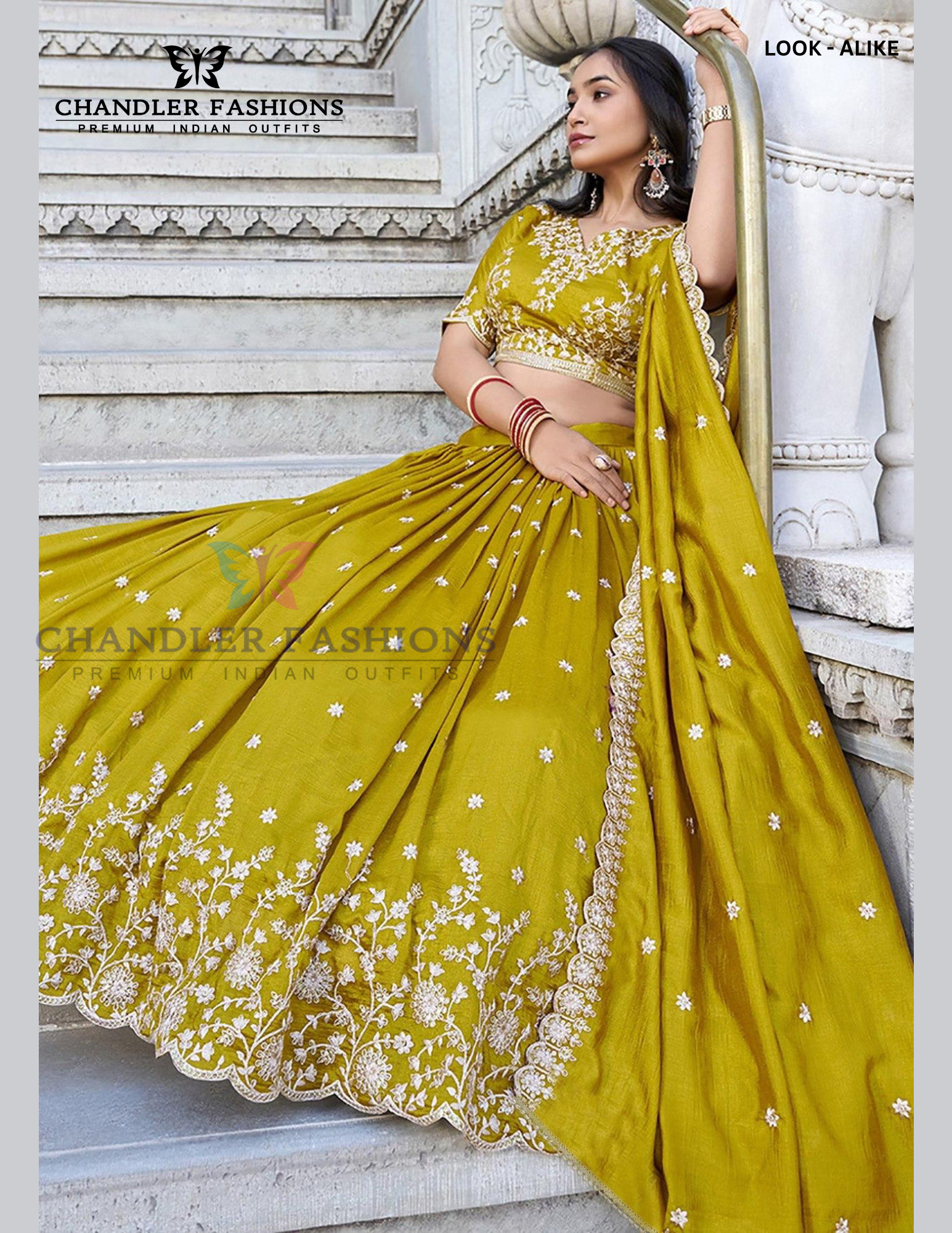 Yellow Color Chinon With Embroidery Work Lehenga Choli In Arizona