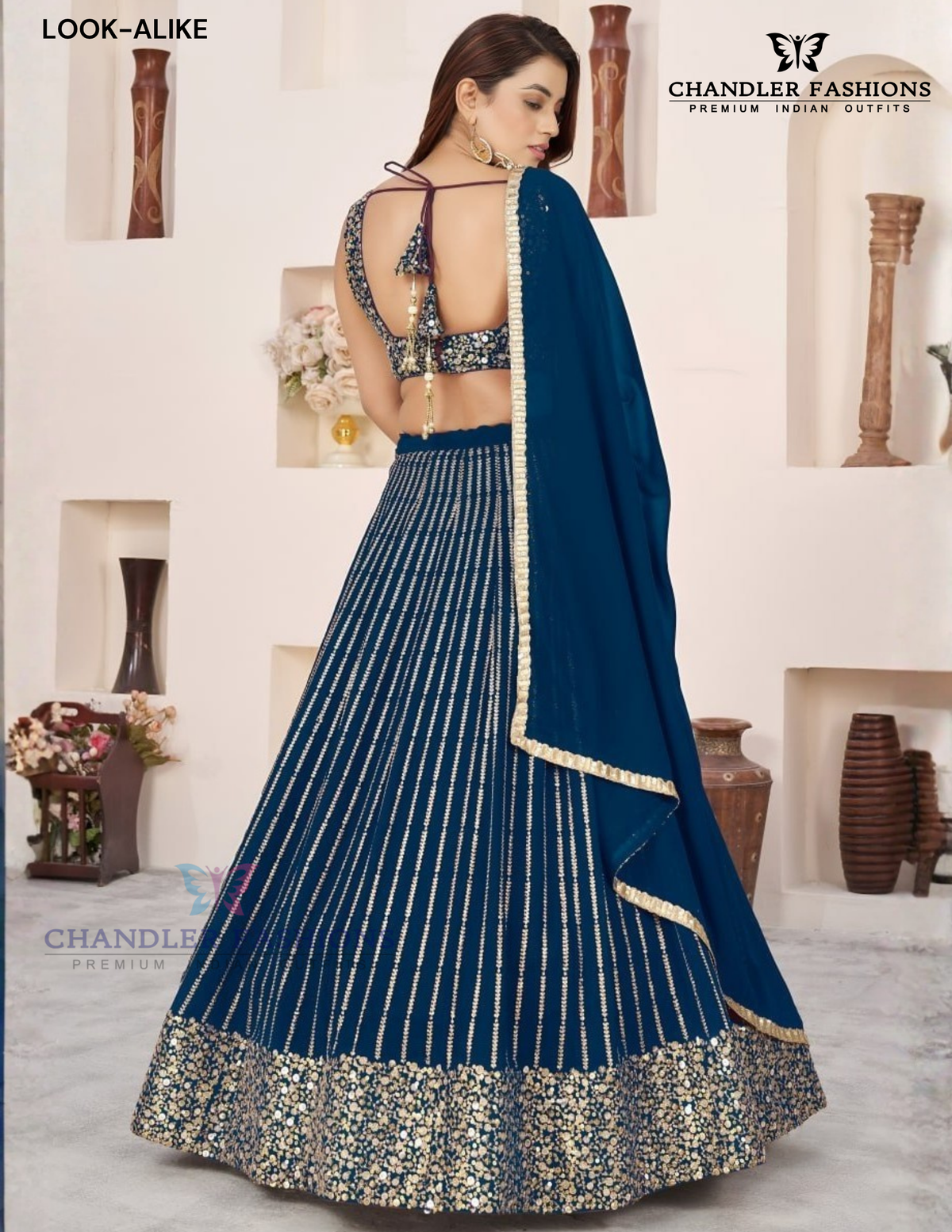 Alluring Blue Color Georgette Lehenga Choli With Sequins And Embroidery Work Near Me