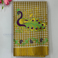 Wonderful Kerala Cotton Peacock Embroidery Saree With Copper Zari Border 