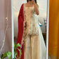 Captivating Off White Color Chinon With Embroidery And Sequins Work Palazzo Suits With Dupatta