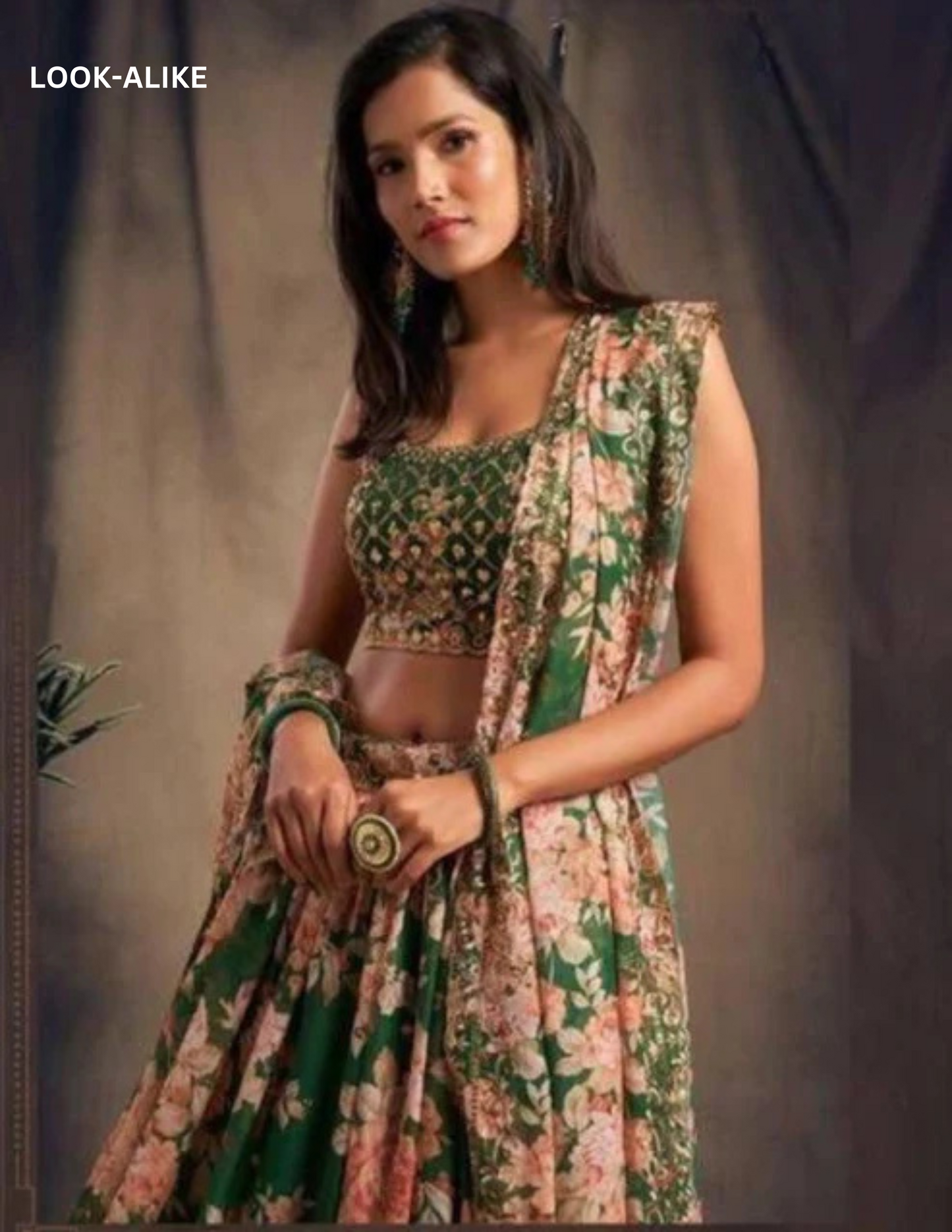  Rose Printed Design and Golden Zari and Sequins Lehenga With Dupatta Set Near Me
