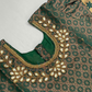 Green And Yellow Color Silk Langa Set With Stone Work In Mesa
