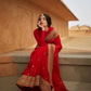 Attractive Red Color Designer Party Wear Georgette Embroidery Work Sequins Saree For Women