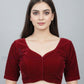 Beautiful Maroon Colored Velvet With Paan Neck Readymade Blouse For Women 
